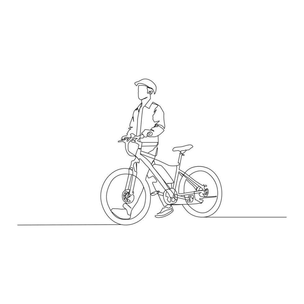 Fahrrad Single kontinuierlich Linie Zeichnung . modisch einer Linie zeichnen Design Vektor Illustration