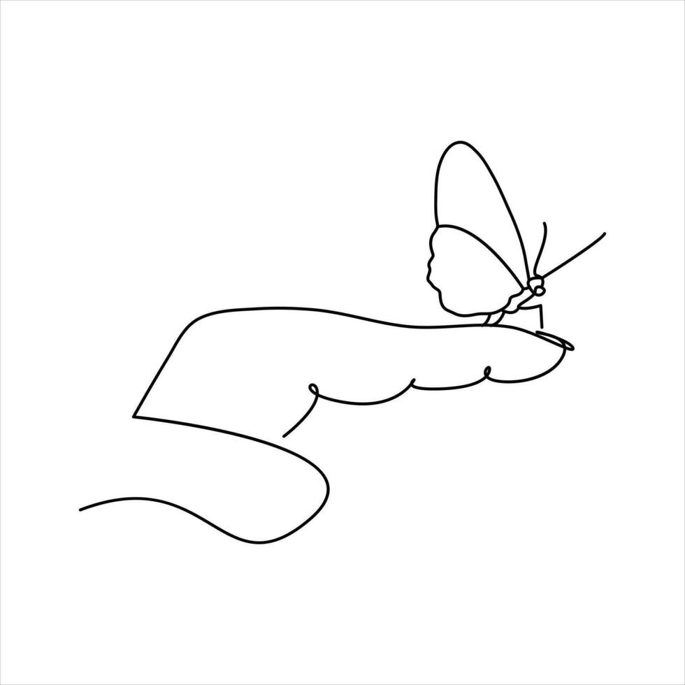 Schmetterling im Hand kontinuierlich einer Linie Zeichnung. Vektor Illustration von verschiedene Insekt Formen im modisch Gliederung Stil