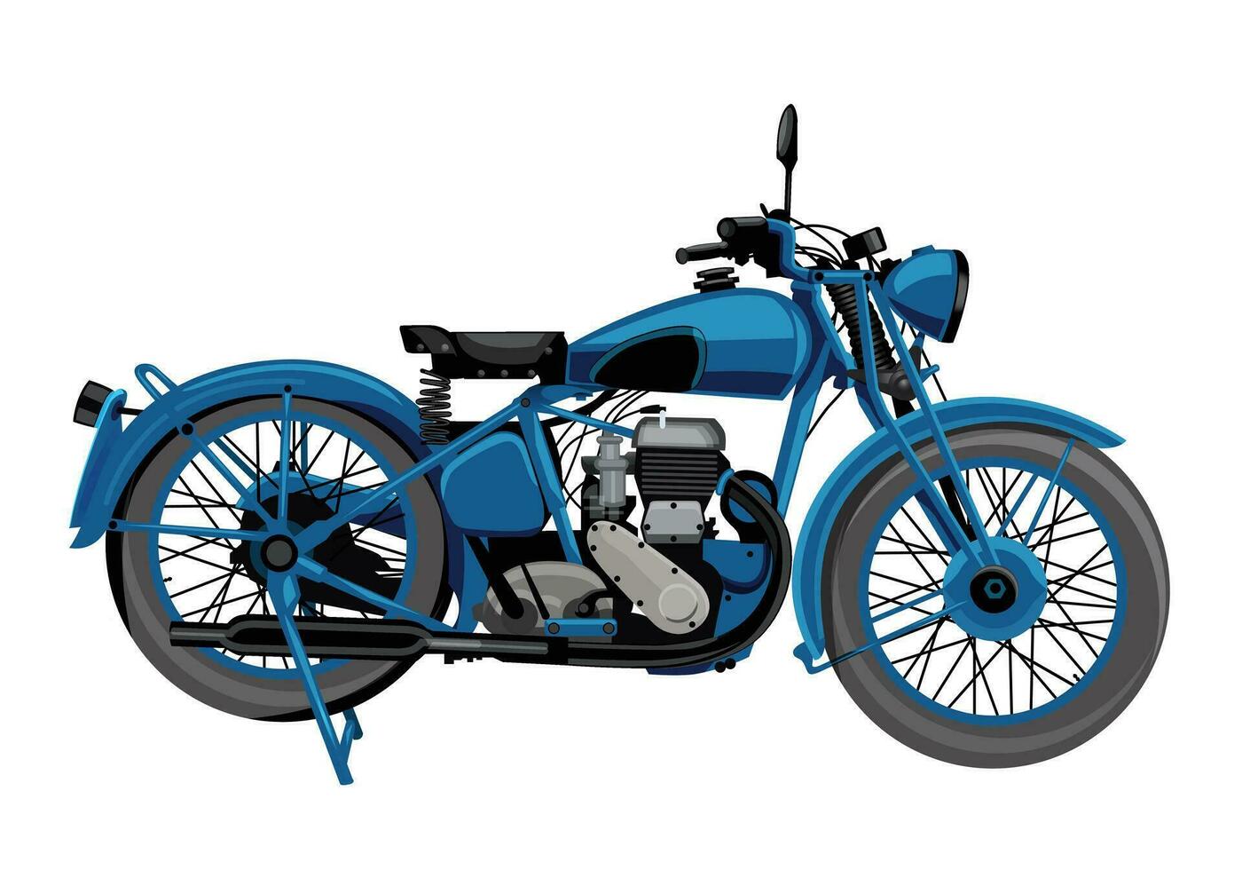 Blau Jahrgang Motorrad Vektor mit isoliert Weiß Hintergrund.