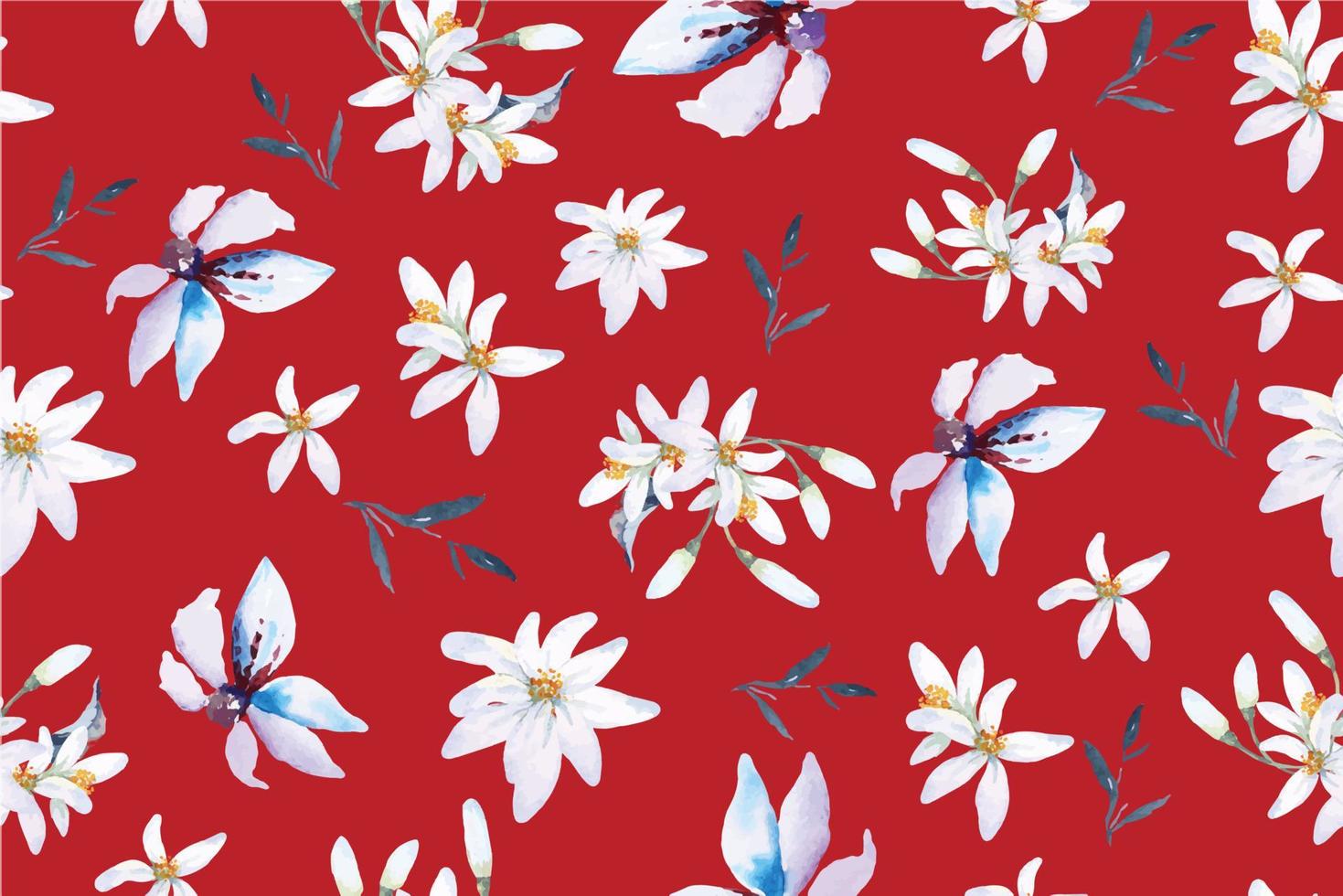 nahtloses Muster aus wilder Orchidee und weißer Blume in Aquarell gemalt. Entworfen für luxuriöse Stoffe und Tapeten, Vintage-Stil. Blumenmusterhintergrund. vektor