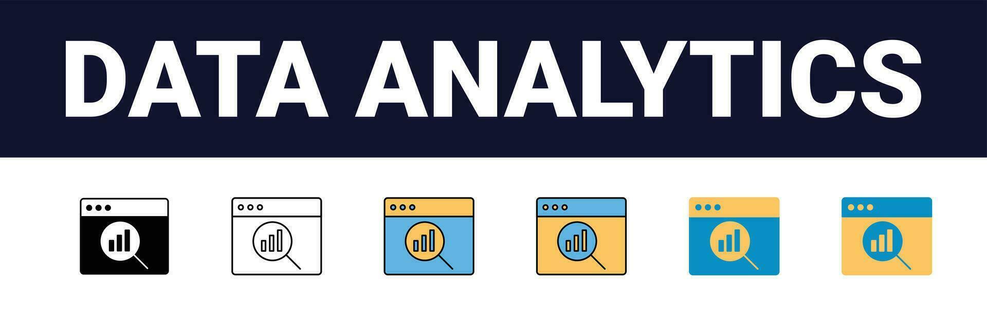 Präzision Einsichten rationalisiert Netz Symbole zum Daten Analyse, Statistiken, und Analytik minimalistisch Umriss, schwarz und Farbe füllen Sammlung im Vektor Illustration. Taschenrechner, Daten, Datenbank,