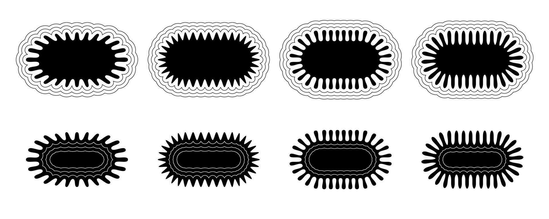 en häftig ram med en vågig kant och en enkel y2k gräns fyrkant form. den har en retro estetisk sicksack- text låda silhuett. design element för en social media berättelse eller posta. vektor illustration.