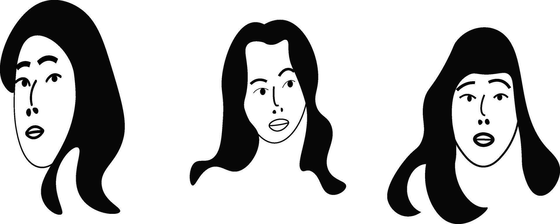 ein Vektor Illustration von ein attraktiv Frau Gesicht mit deutlich Charakter Züge