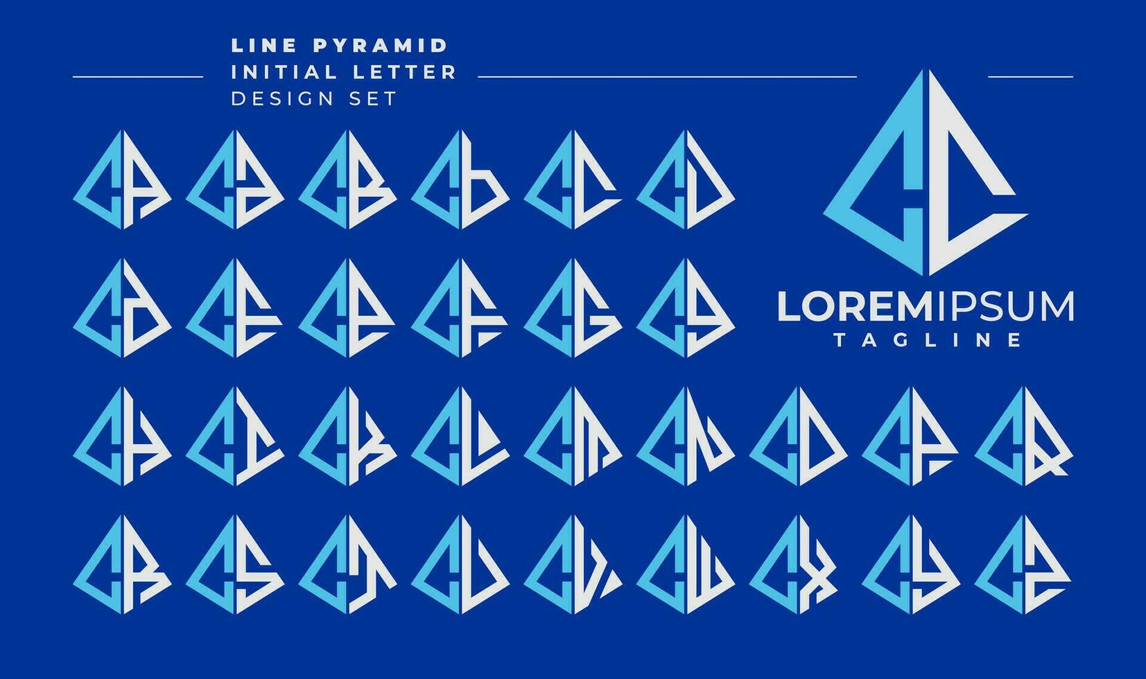 linje abstrakt pyramid första brev c cc logotyp design uppsättning vektor