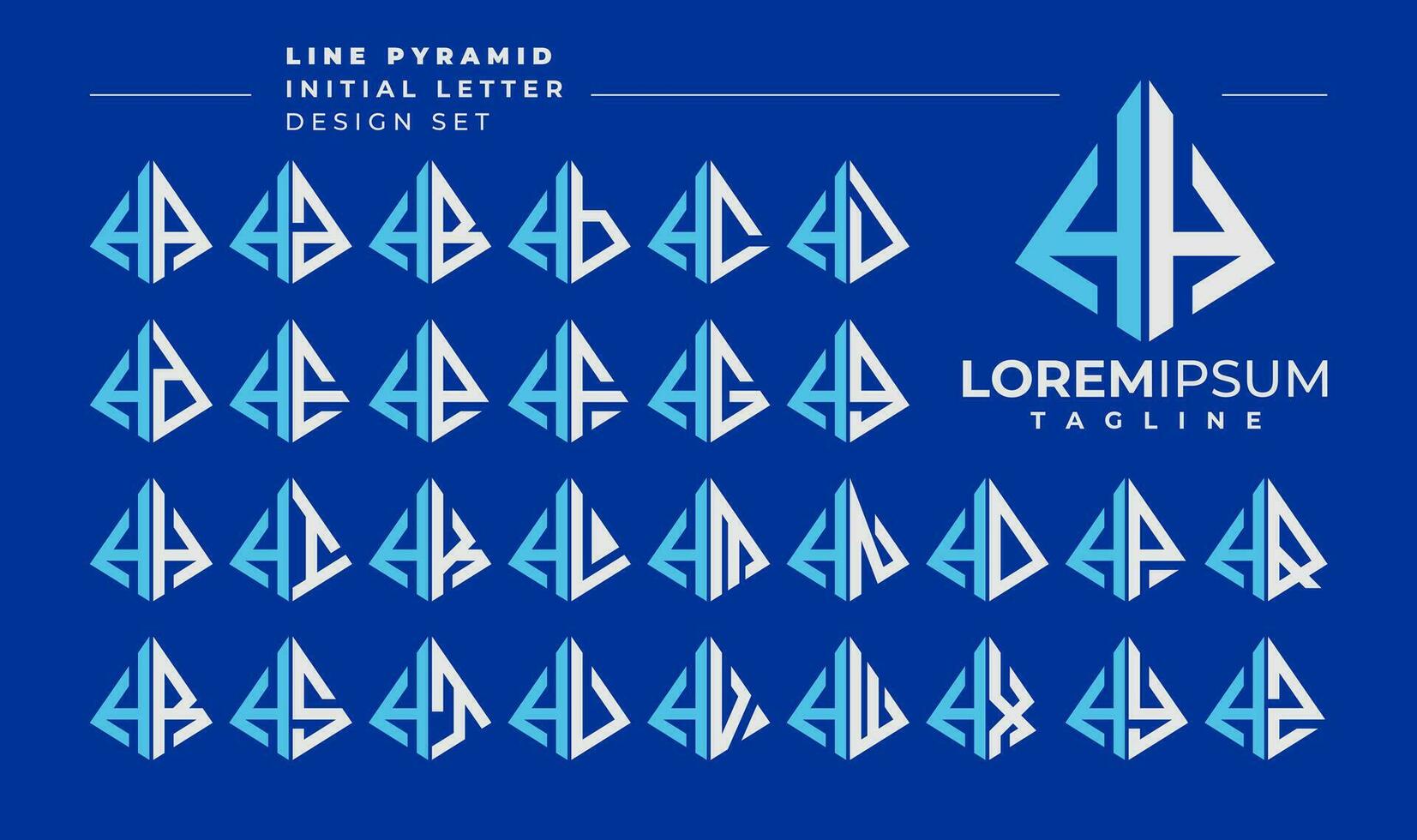linje abstrakt pyramid första brev h hh logotyp design uppsättning vektor