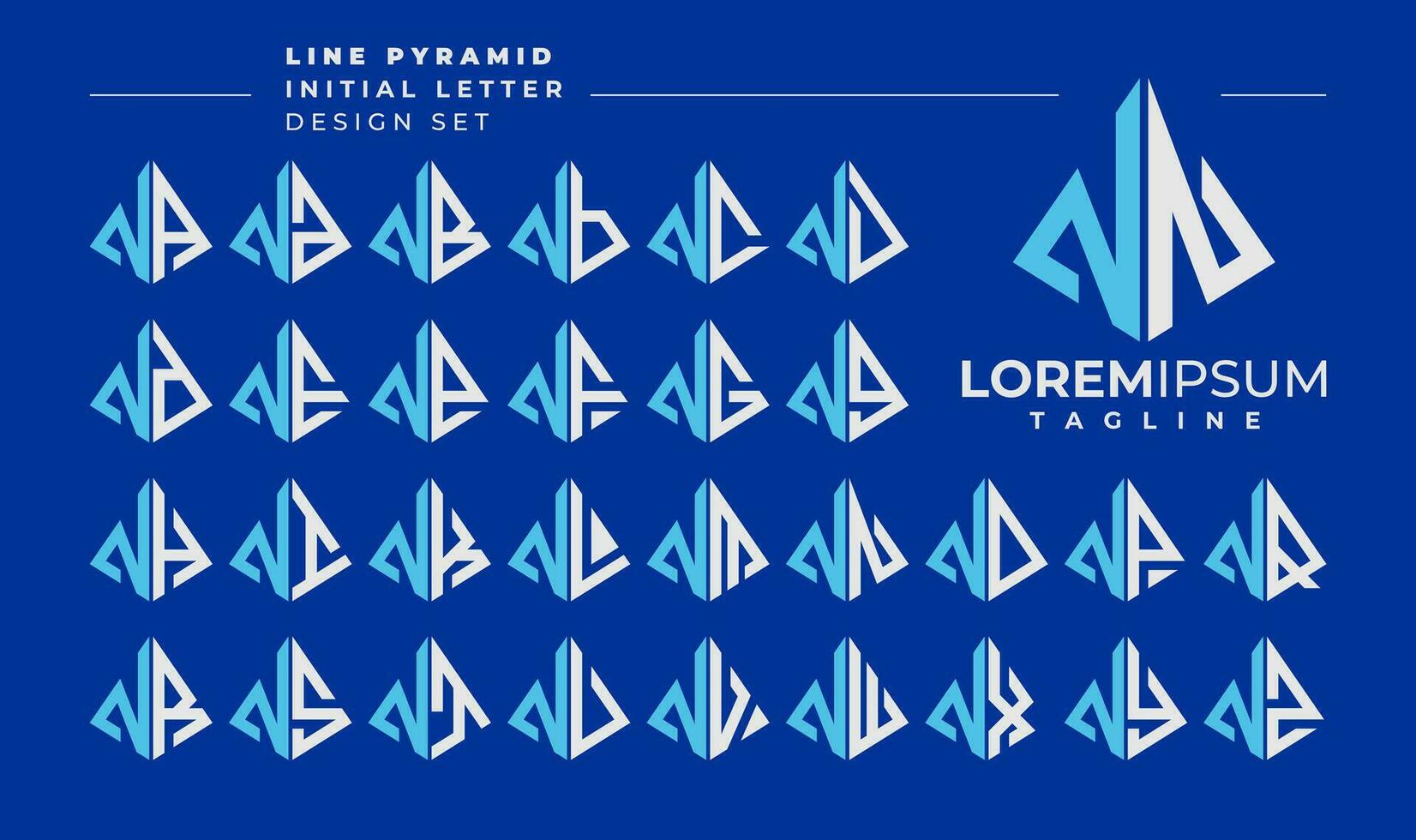Linie abstrakt Pyramide Initiale Brief n nn Logo Design einstellen vektor