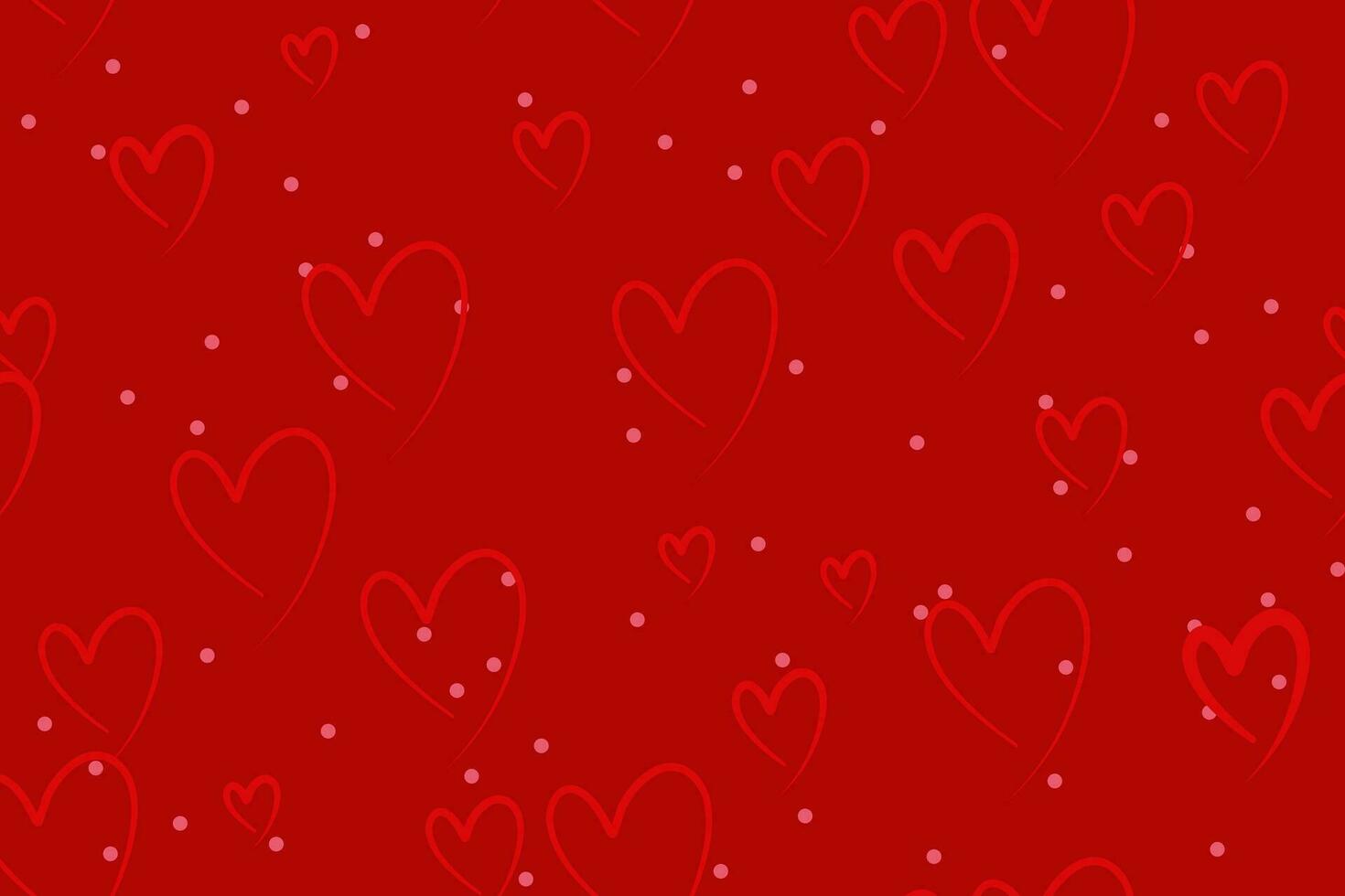 klotter hjärta sömlös mönster minimal översikt design för valentine dag bröllop årsdag fest på röd bakgrund. vektor illustration