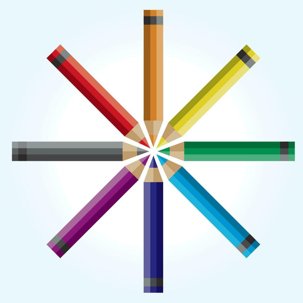 hjul av färgad pennor illustration vektor