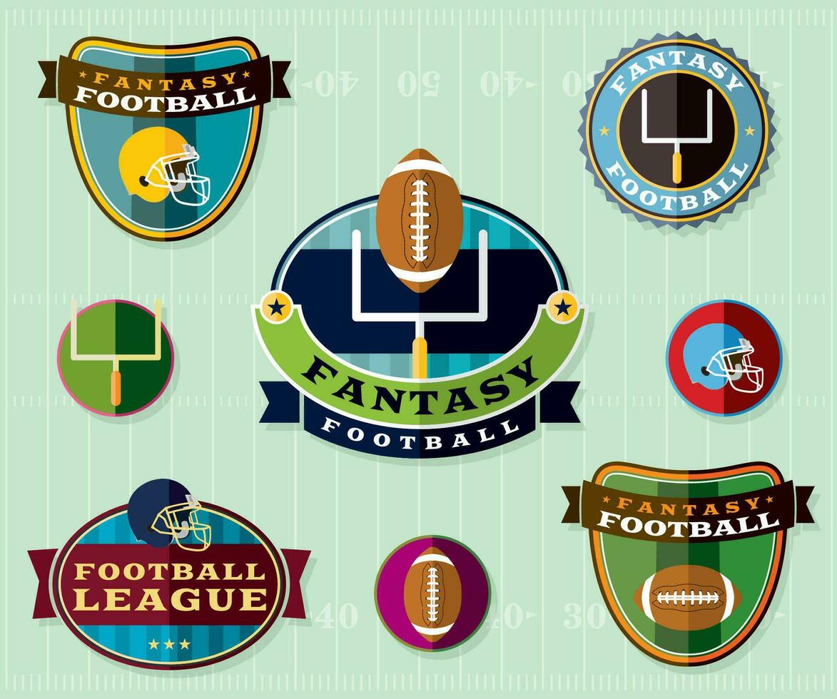 amerikanisch Fantasie Fußball Embleme einstellen Illustration vektor