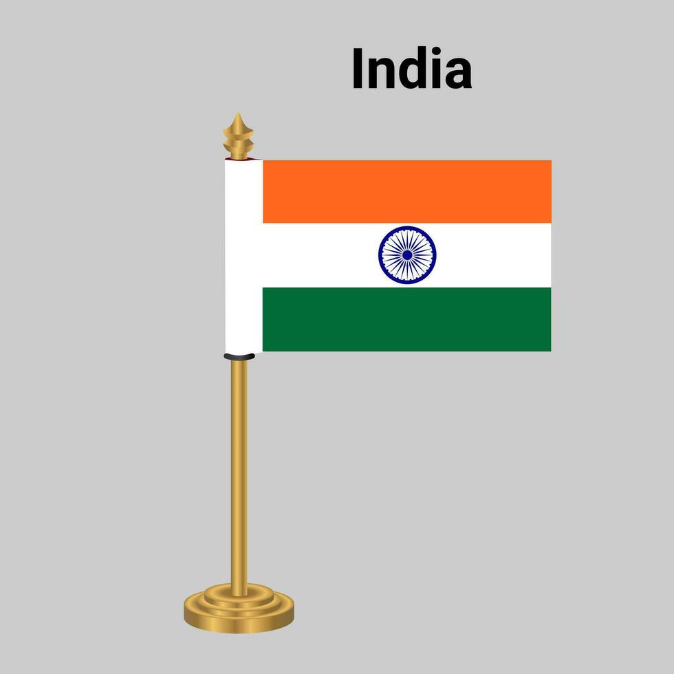 Indien Flagge mit Schreibtisch Stehen vektor