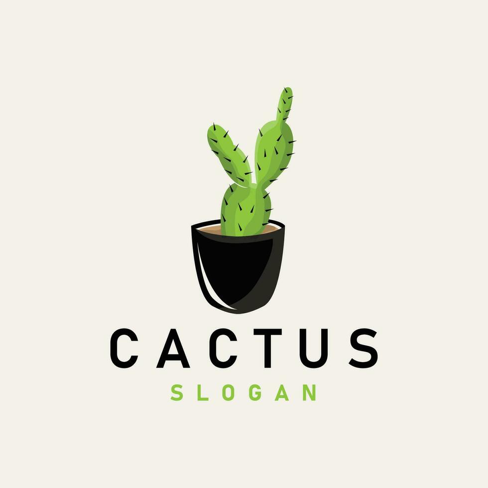 kaktus logotyp vektor öken- grön växt design elegant stil symbol ikon illustration