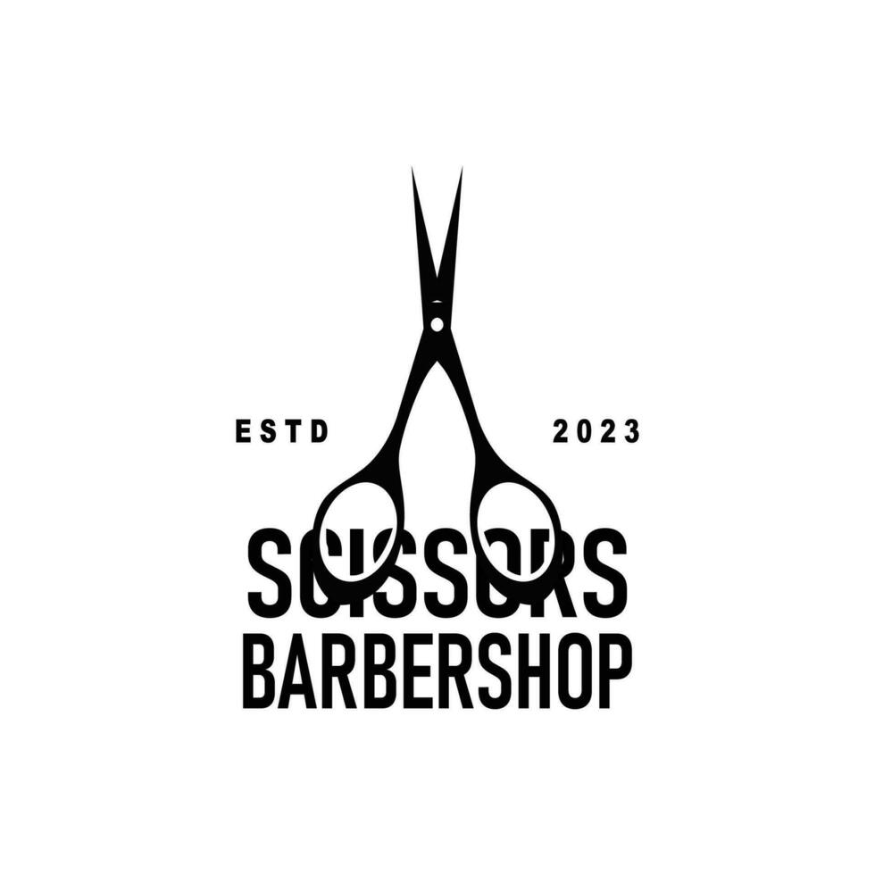 Schere Logo Design Jahrgang alt einfach Barbier Schneiden Werkzeug schwarz Silhouette Illustration vektor