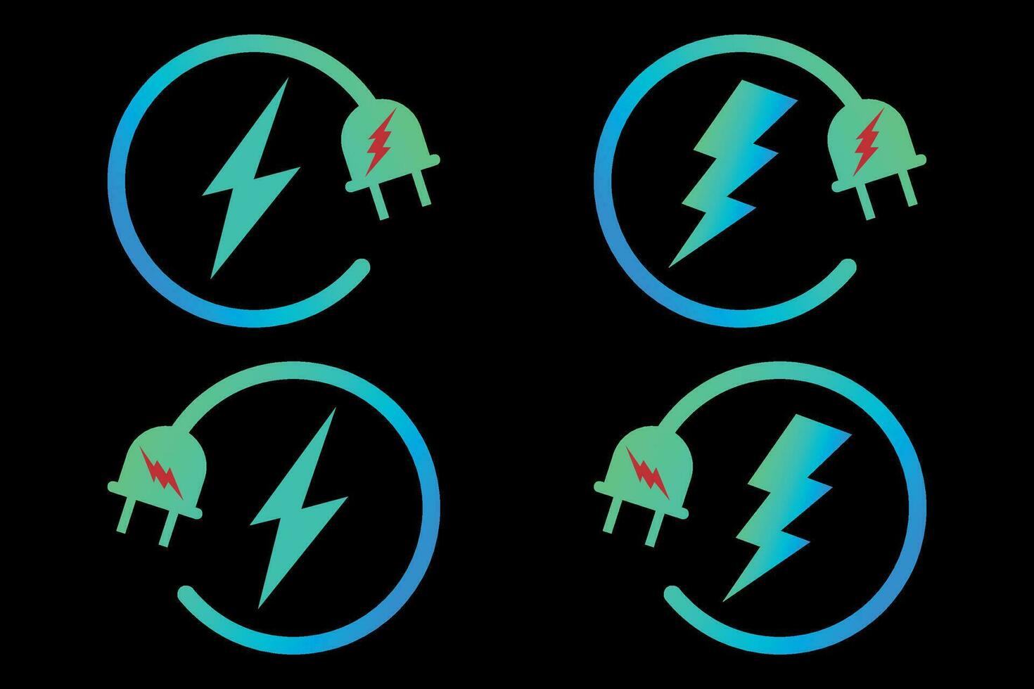 kraft laddning energi symbol, blixt- elektrisk plugg ikon vektor. vektor