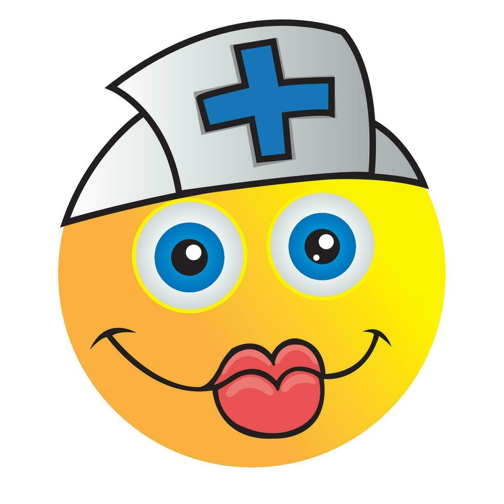 sjuksköterska emoji isolerat på vit bakgrund vektor bild emoji med sjuksköterska hatt
