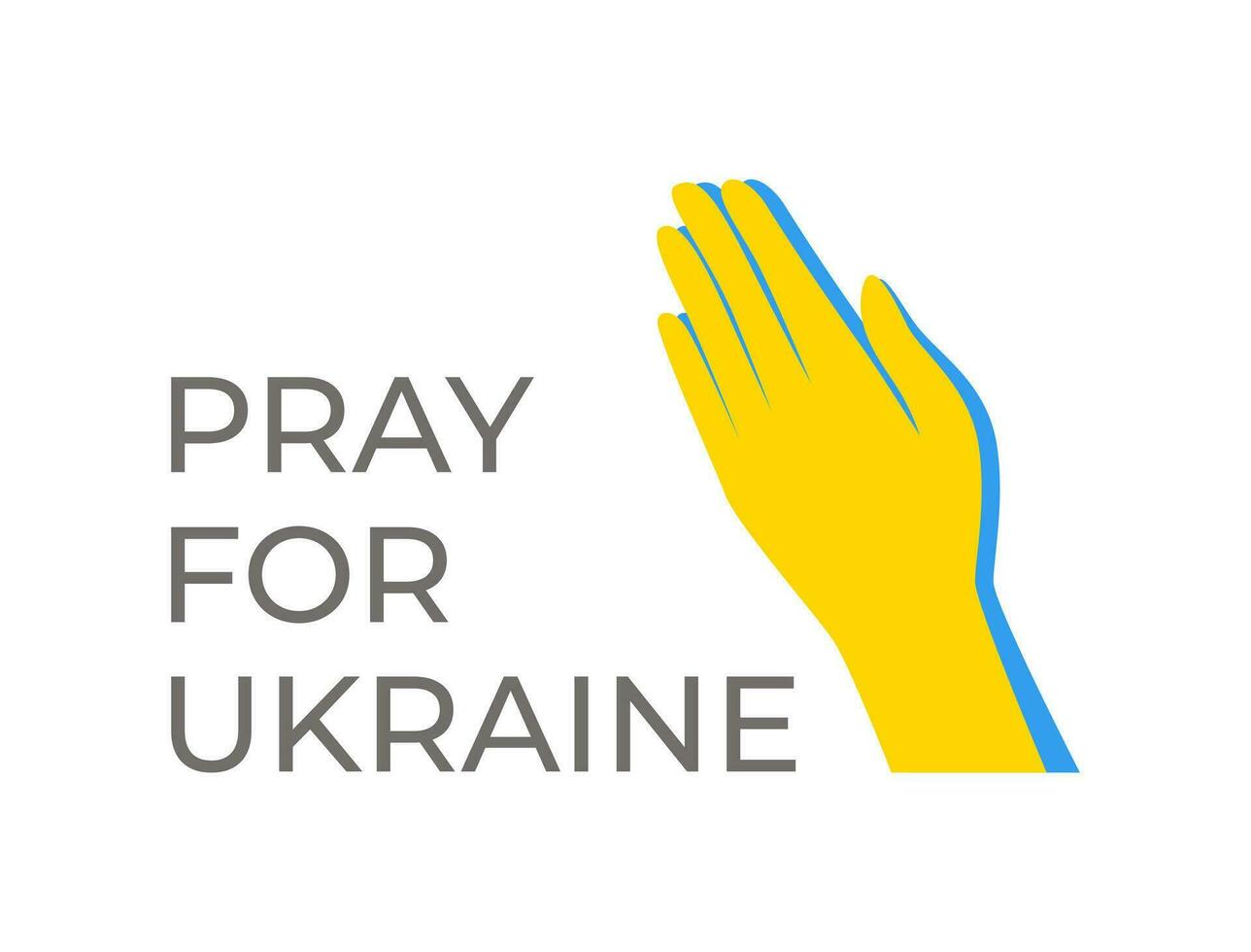 beten zum Ukraine. Hände im Gebet. Banner. Unterstützung zum Ukraine. Gelb und Blau Farbe. Vektor Illustration