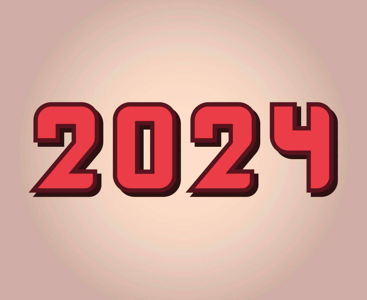 Lycklig ny år 2024 abstrakt rosa och rödbrun grafisk design vektor logotyp symbol illustration