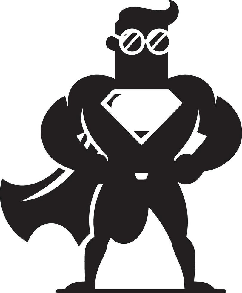 minimal komisch Super Held Comic eben Charakter Vektor Silhouette, schwarz Farbe Silhouette, Weiß Hintergrund 7