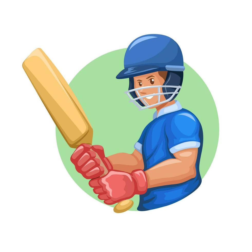 cricket spelare avatar sport karaktär illustration vektor