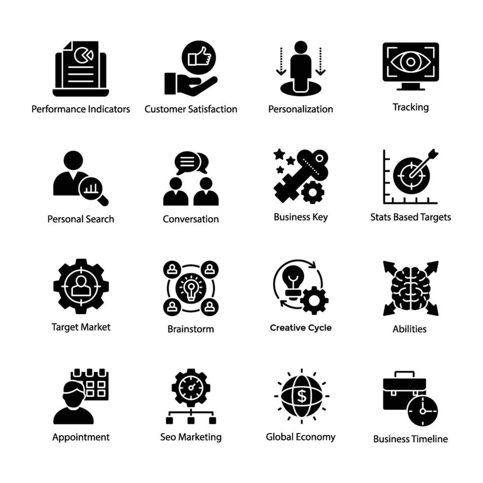 Geschäft und Finanzen Verwaltung Vektor Symbole Pack