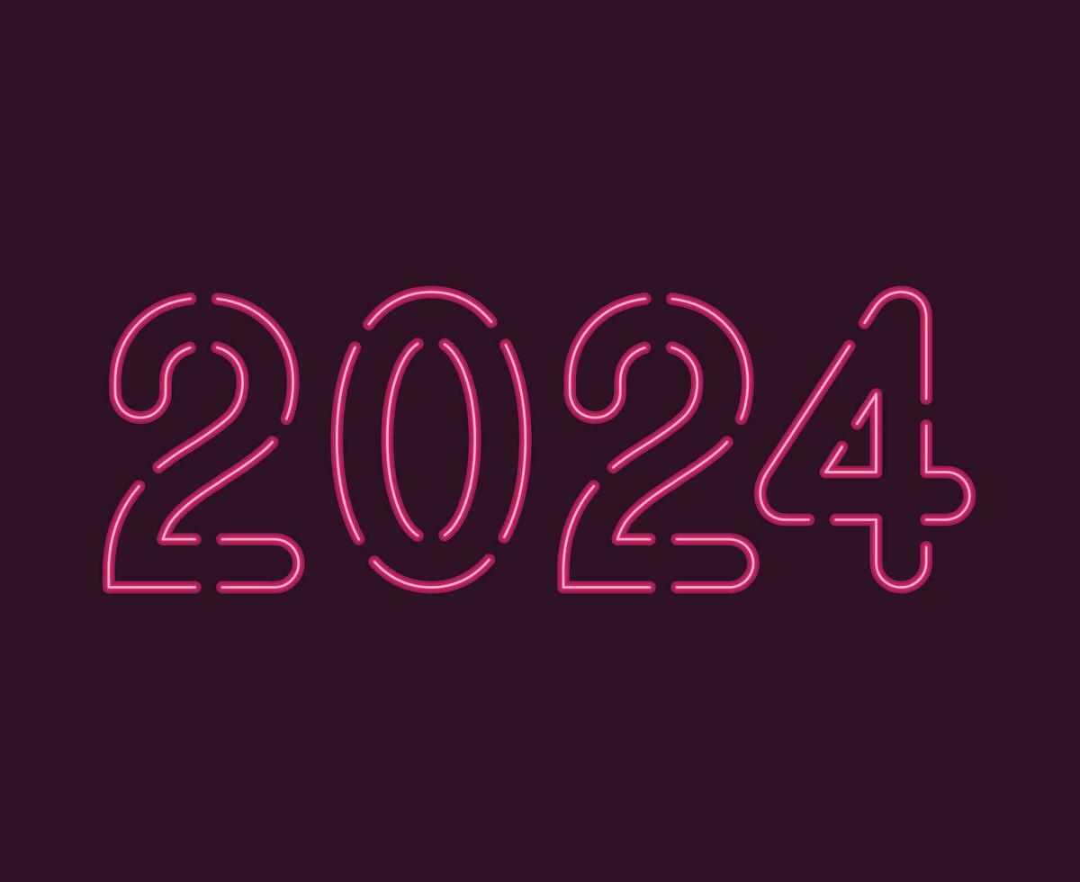 Lycklig ny år 2024 abstrakt rosa grafisk design vektor logotyp symbol illustration med lila bakgrund