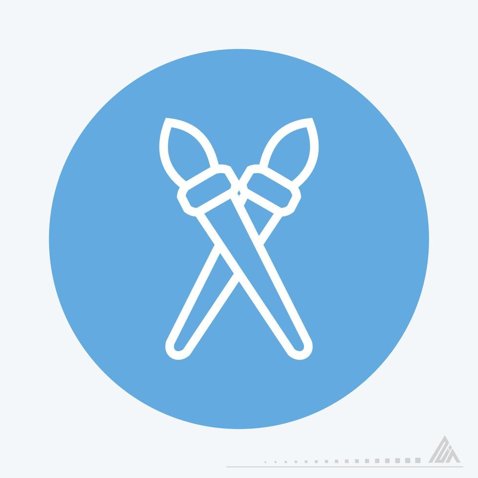 ikon vektor av par penslar - blå svartvit stil
