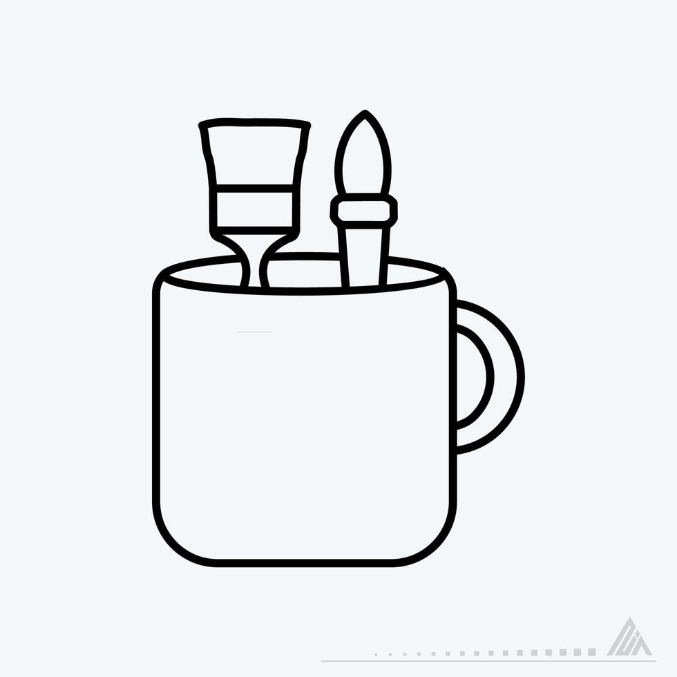 ikon vektor av mugg med designverktyg - radstil