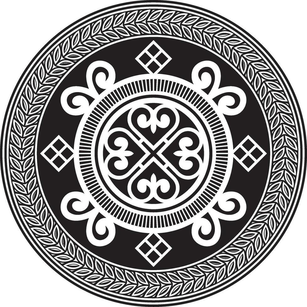 Vektor einfarbig schwarz runden jakut Ornament. endlos Kreis, Grenze, Rahmen von das Nord Völker von das weit Osten