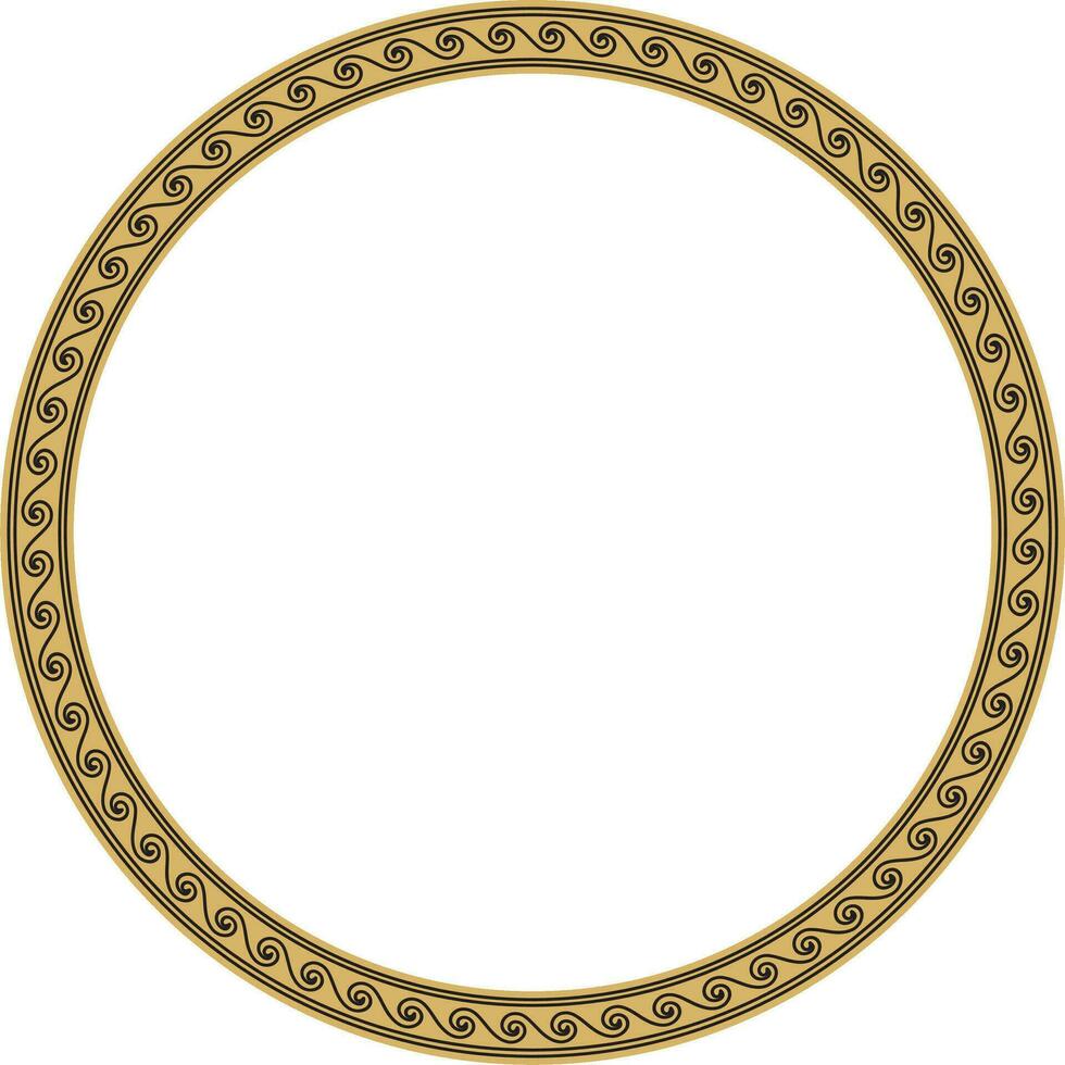 Vektor runden Gold klassisch rahmen. griechisch Welle Mäander. Muster von Griechenland und uralt Rom. Kreis europäisch Rand