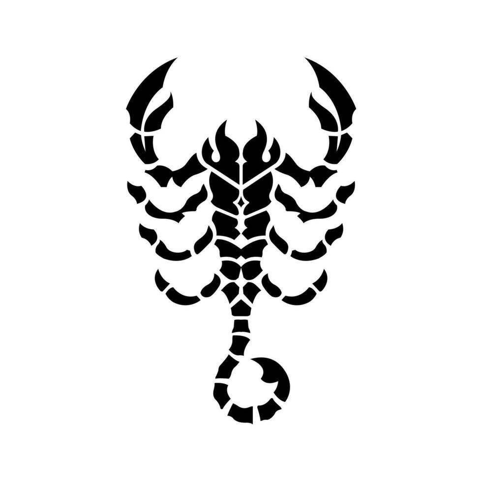 scorpion logotyp, abstrakt, zodiaken tecken skarp skorpion, stam- tatuering design grafisk illustration symbol i trendig översikt linjär vektor