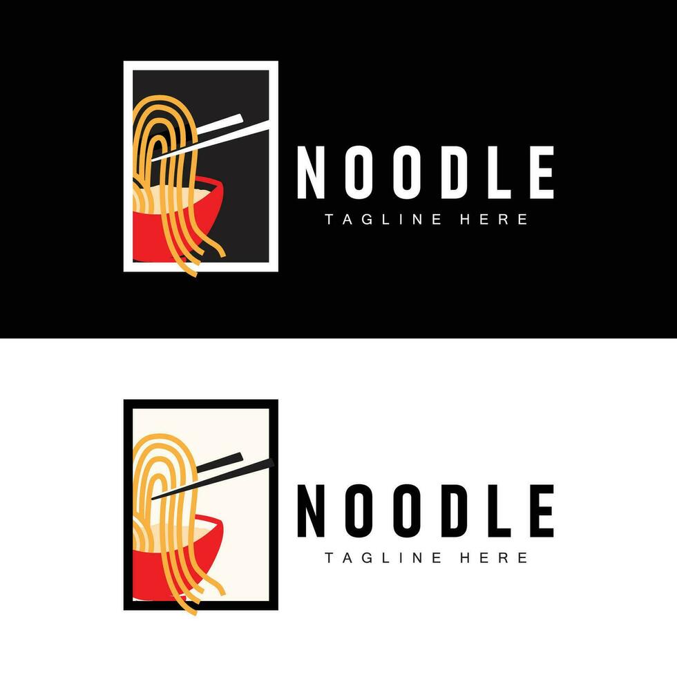 Ramen nudel logotyp enkel nudel och skål design inspiration kinesisk mat mall illustration vektor