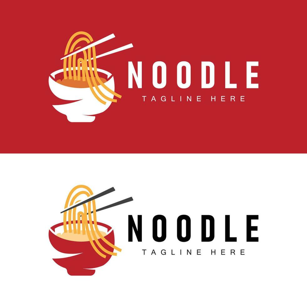 Ramen nudel logotyp enkel nudel och skål design inspiration kinesisk mat mall illustration vektor