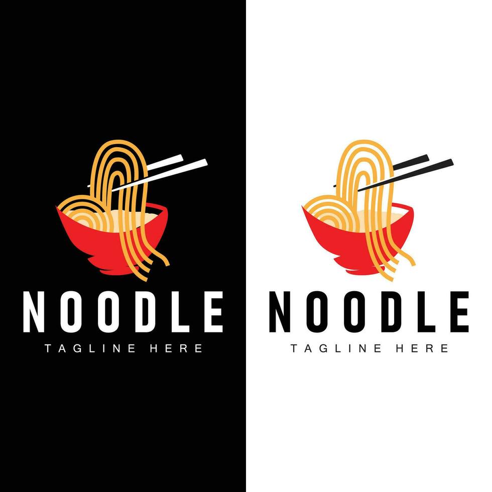 Ramen nudel logotyp enkel nudel och skål design inspiration kinesisk mat mall illustration vektor