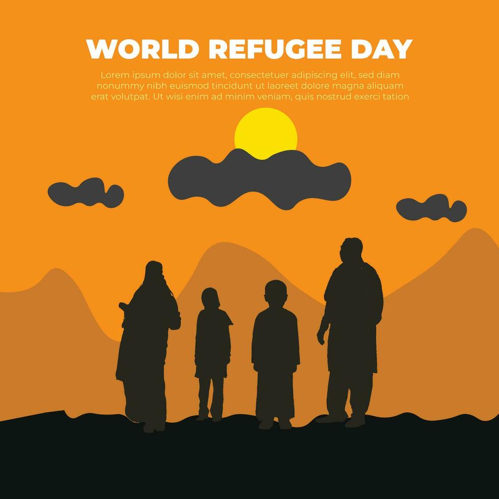 värld flykting dag baner design vektor