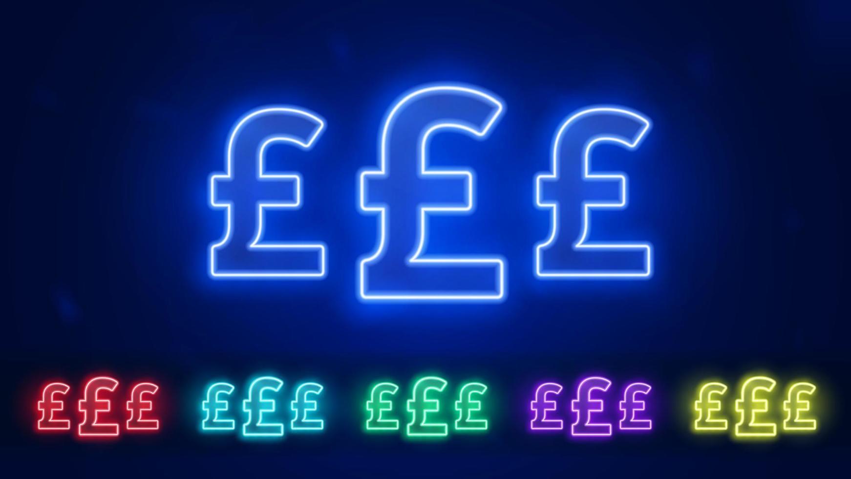 Satz von Neon-Pfund-Sterling-Symbol. leuchtendes Pfund-Zeichen. Vektor-Illustration. vektor