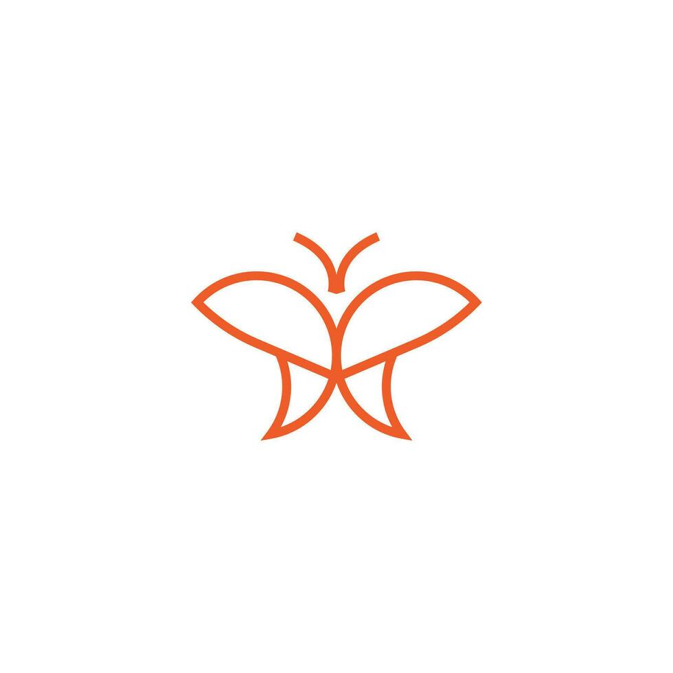 Schmetterling einfach Logo, mit Mono Linie Stil. vektor