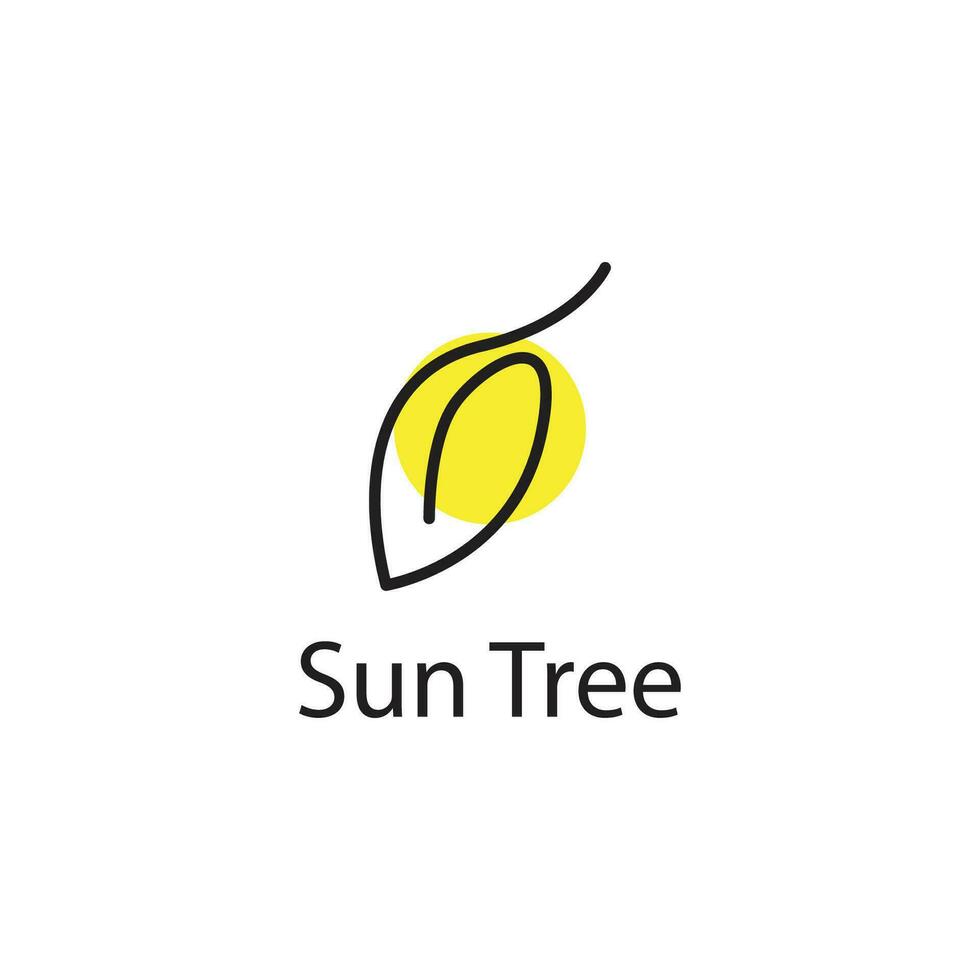 einfach Linie Stil Blatt Logo, Gelb Hintergrund vektor
