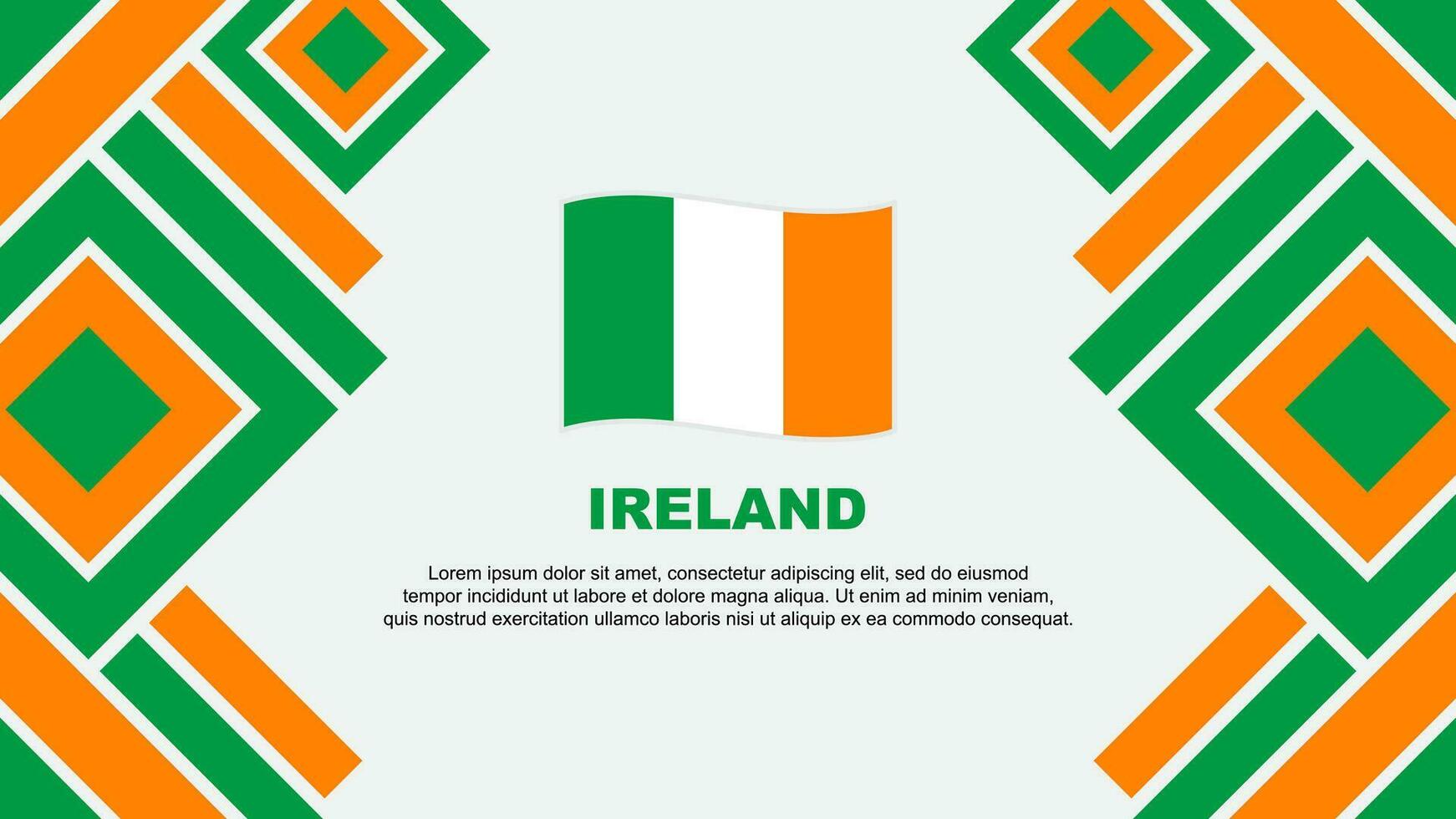 Irland Flagge abstrakt Hintergrund Design Vorlage. Irland Unabhängigkeit Tag Banner Hintergrund Vektor Illustration. Irland