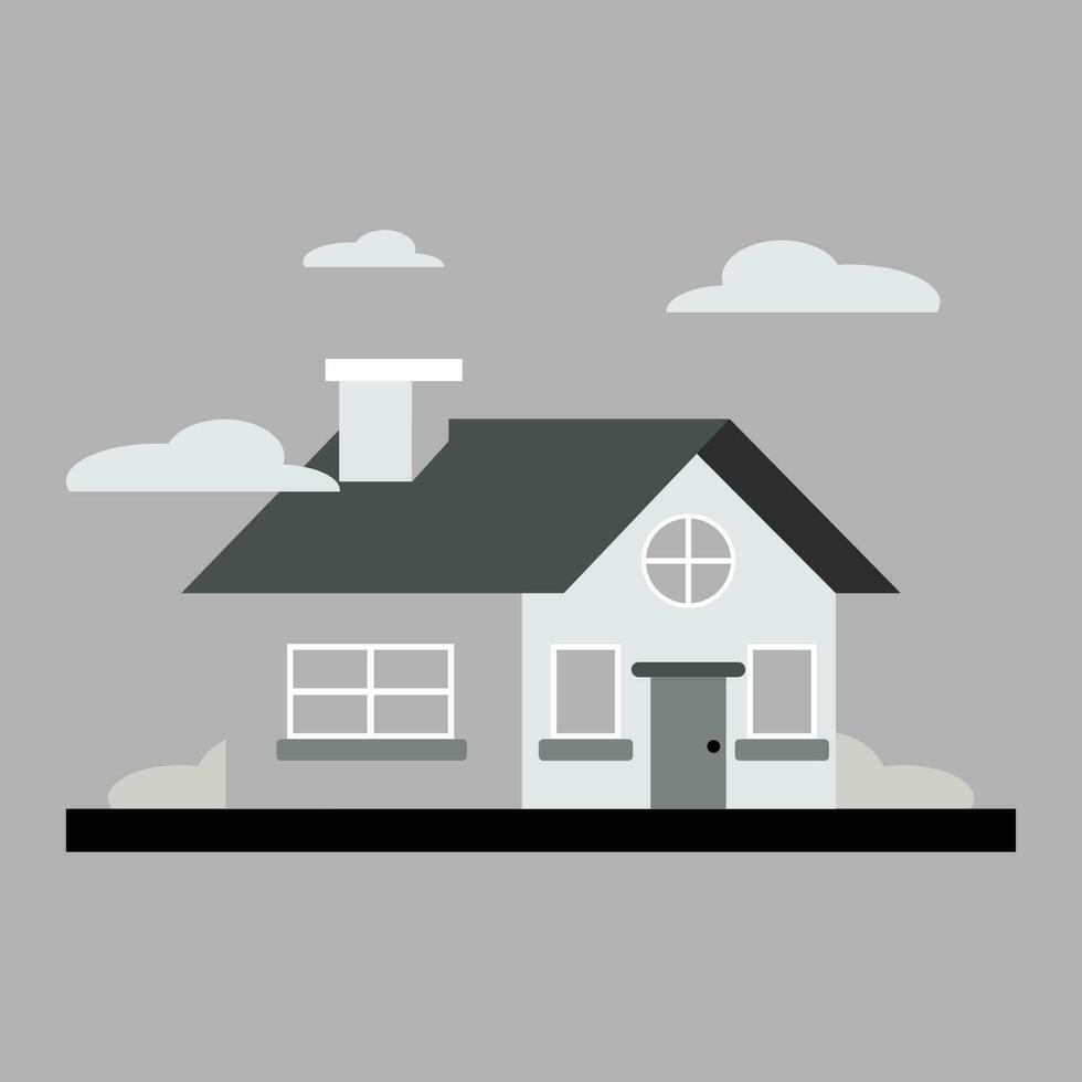 hus vektor premie platt stil i svart och vit bungalow sida se