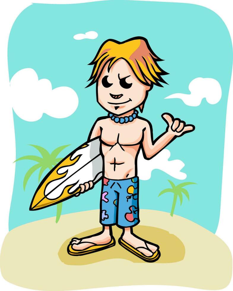 Karikatur Surfer Maskottchen Charakter Illustration vektor