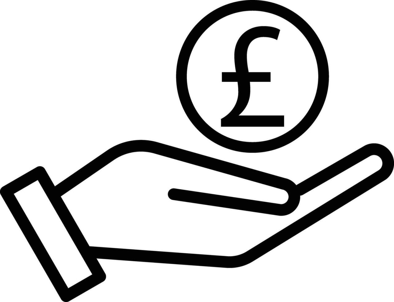 Englisch Pfund Symbol im Hand isoliert auf Weiß Hintergrund . Vektor Illustration