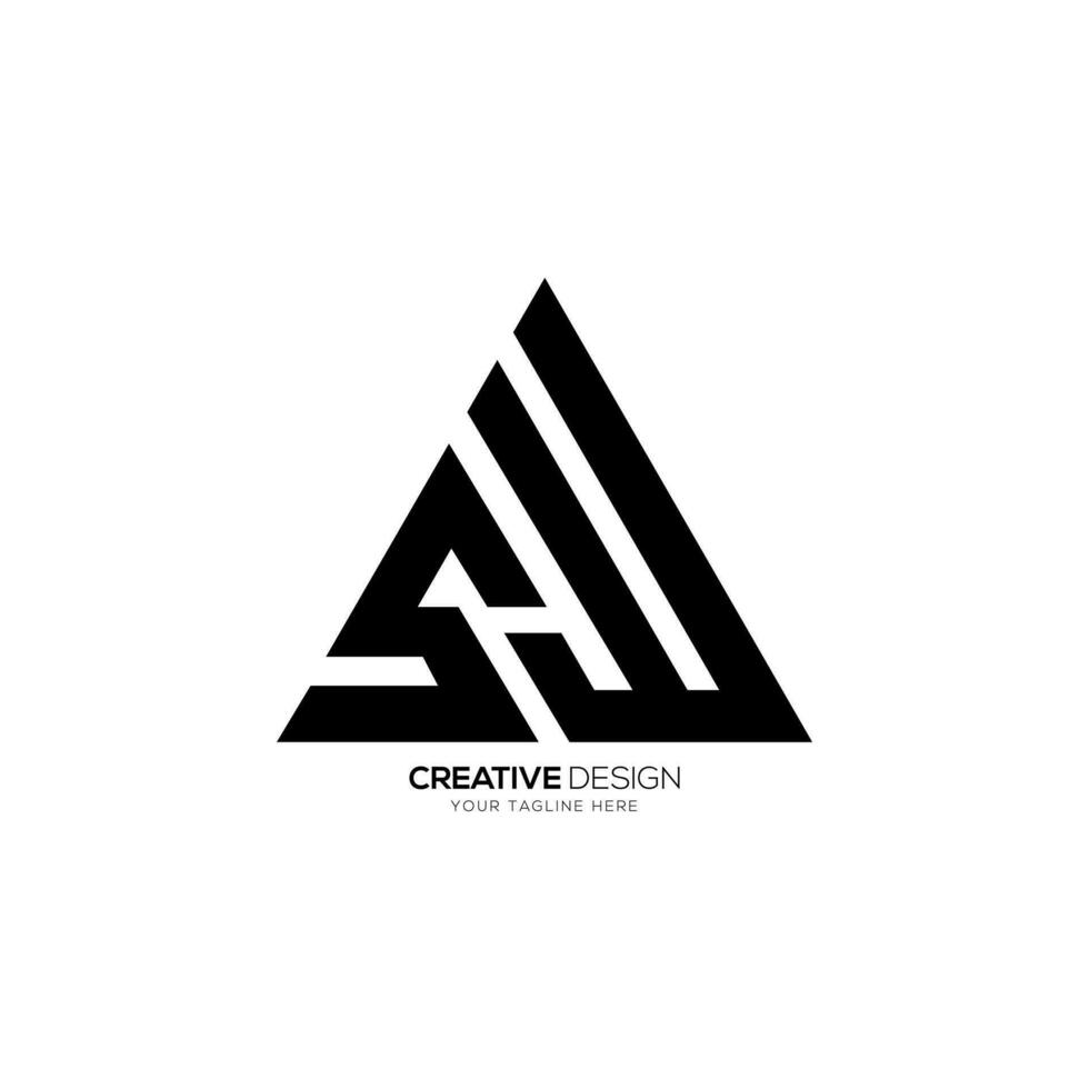 Brief sw oder ws Dreieck gestalten modern abstrakt Monogramm Logo vektor