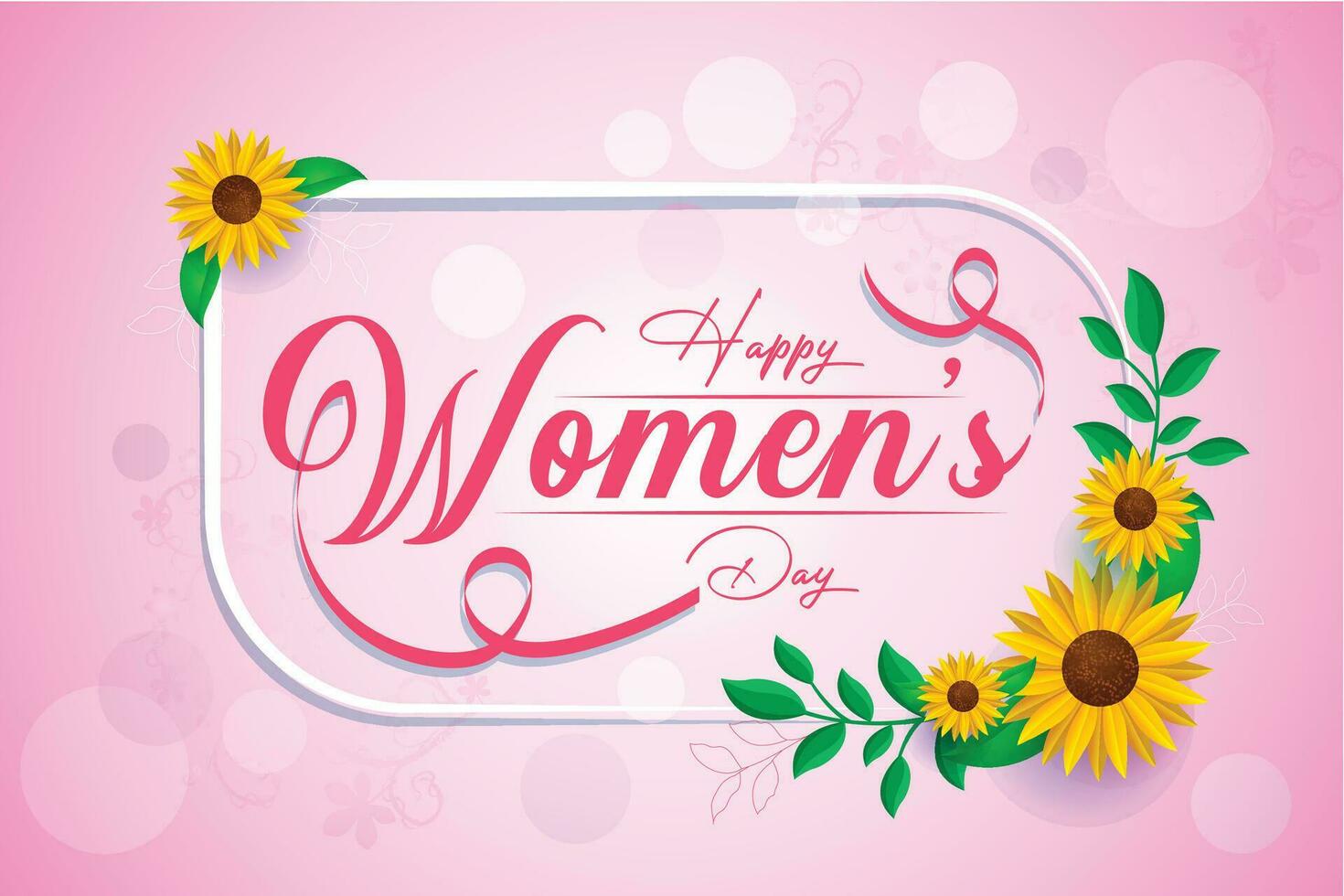 vektor internationell kvinnors dag 8 Mars med gul blomma och blad