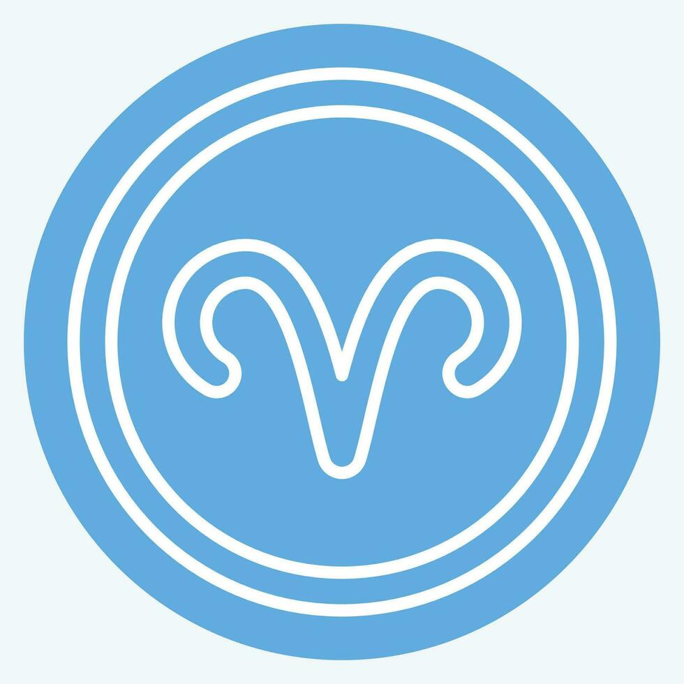 Symbol Widder unterzeichnen. verbunden zu Horoskop Symbol. Blau Augen Stil. einfach Design editierbar. einfach Illustration vektor