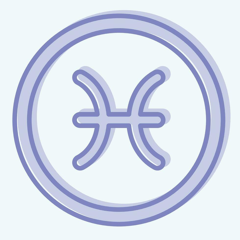 ikon fiskarna. relaterad till horoskop symbol. två tona stil. enkel design redigerbar. enkel illustration vektor