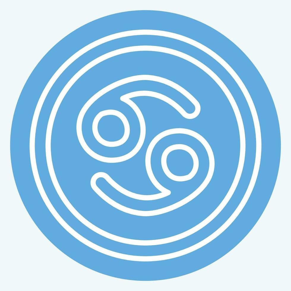 Symbol Krebs unterzeichnen. verbunden zu Horoskop Symbol. Blau Augen Stil. einfach Design editierbar. einfach Illustration vektor