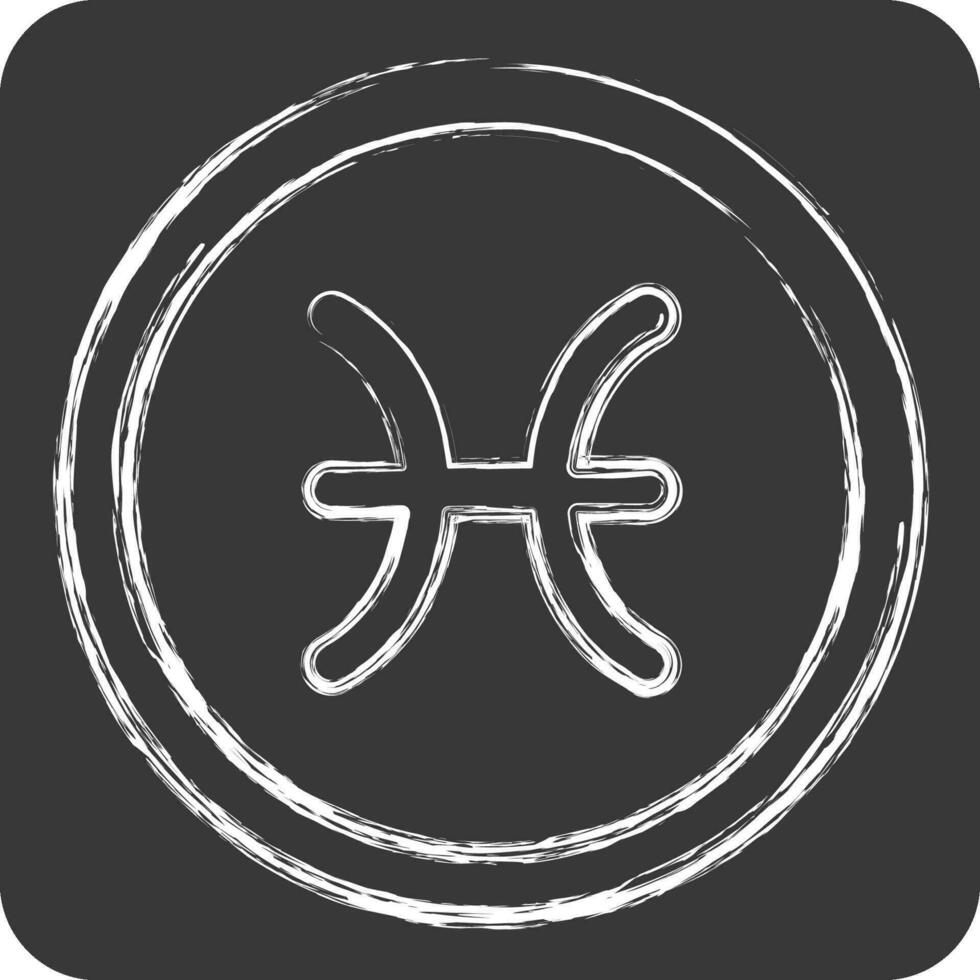 ikon fiskarna. relaterad till horoskop symbol. krita stil. enkel design redigerbar. enkel illustration vektor