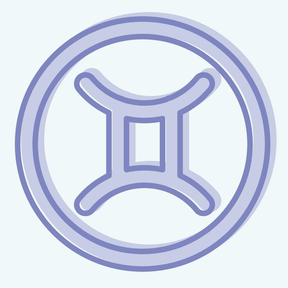 ikon gemini. relaterad till horoskop symbol. två tona stil. enkel design redigerbar. enkel illustration vektor