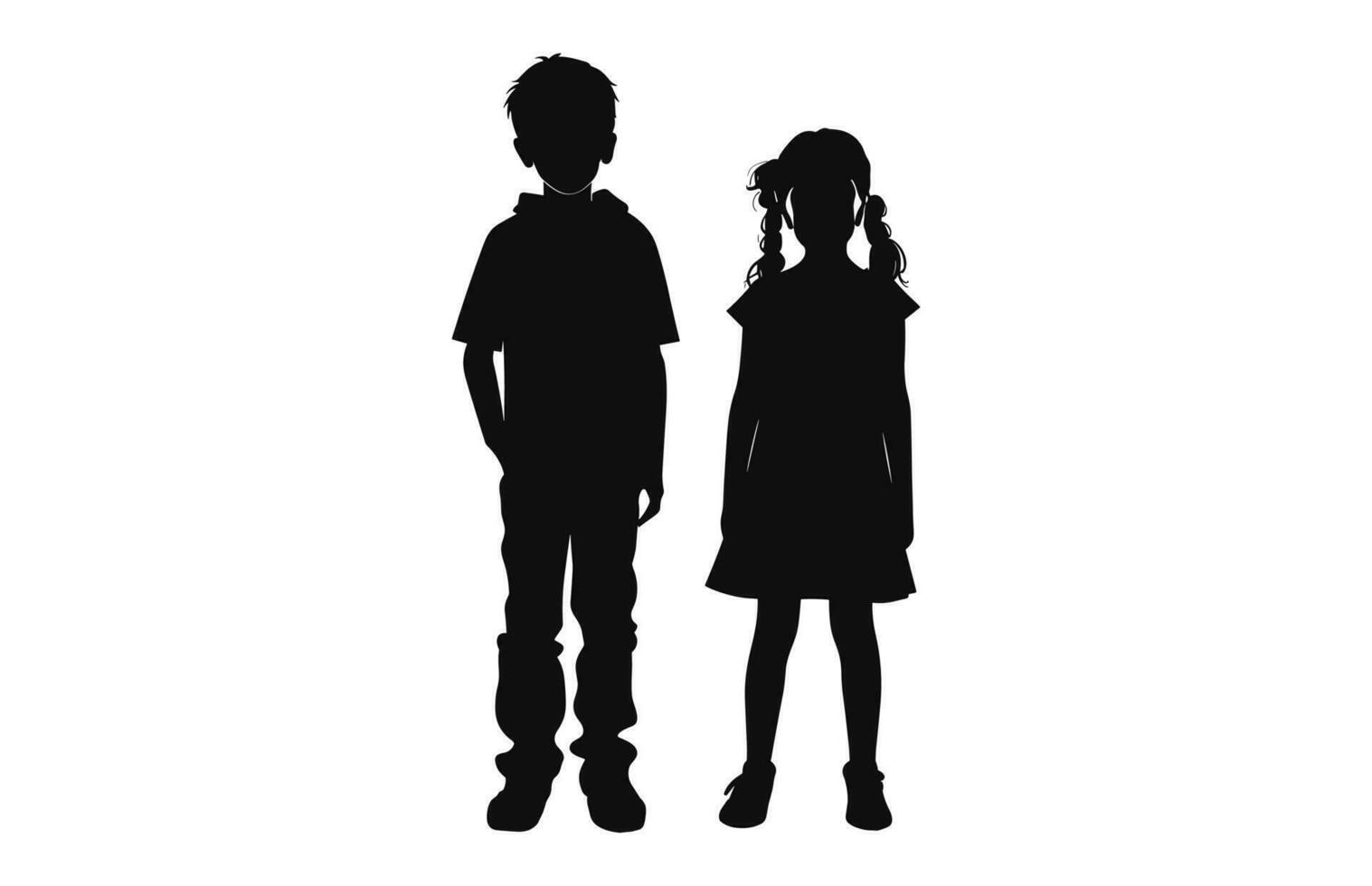 ein Bruder und Schwester Silhouette Vektor isoliert auf ein Weiß Hintergrund