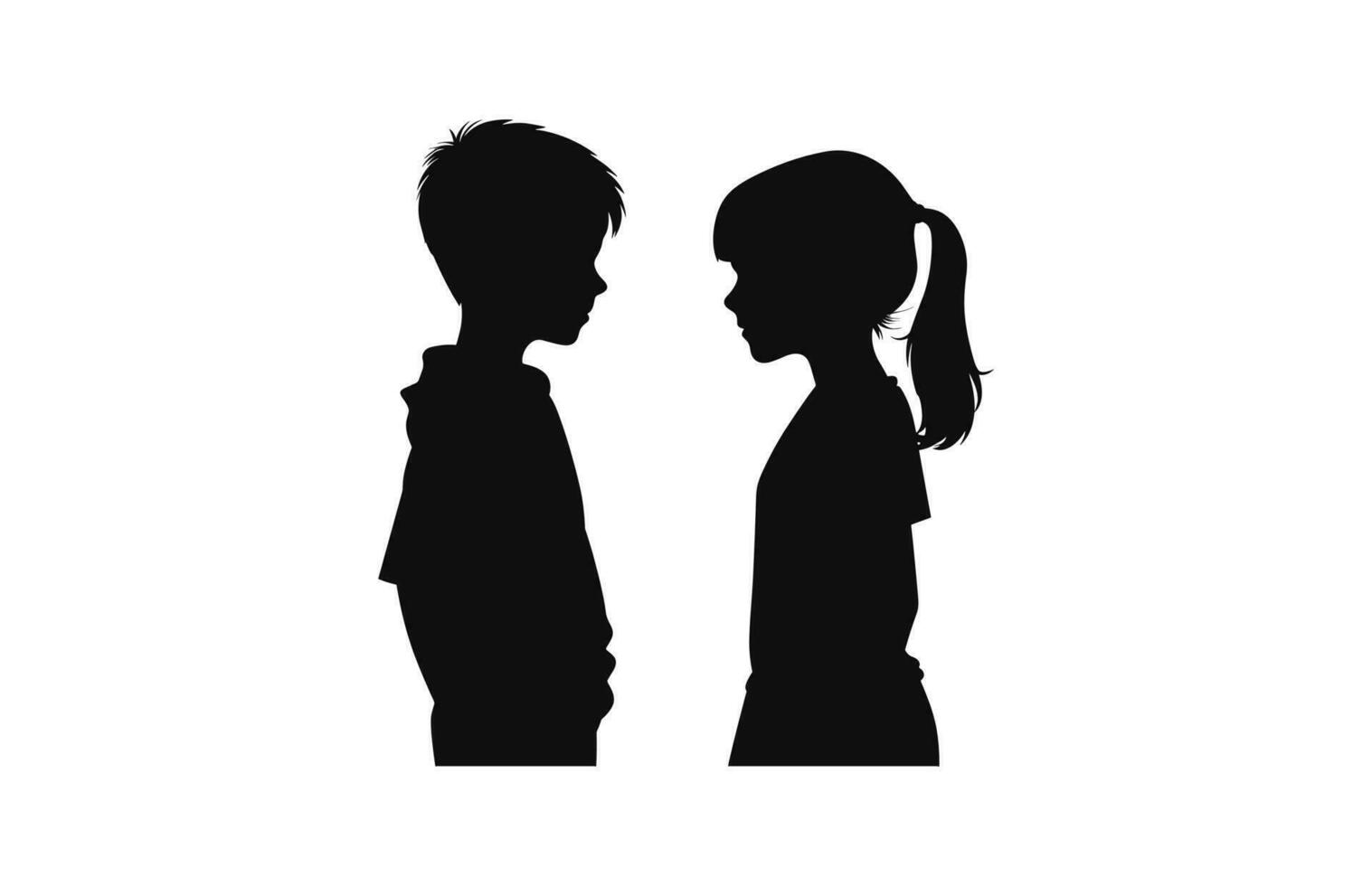 en pojke och flicka silhuett vektor isolerat på en vit bakgrund