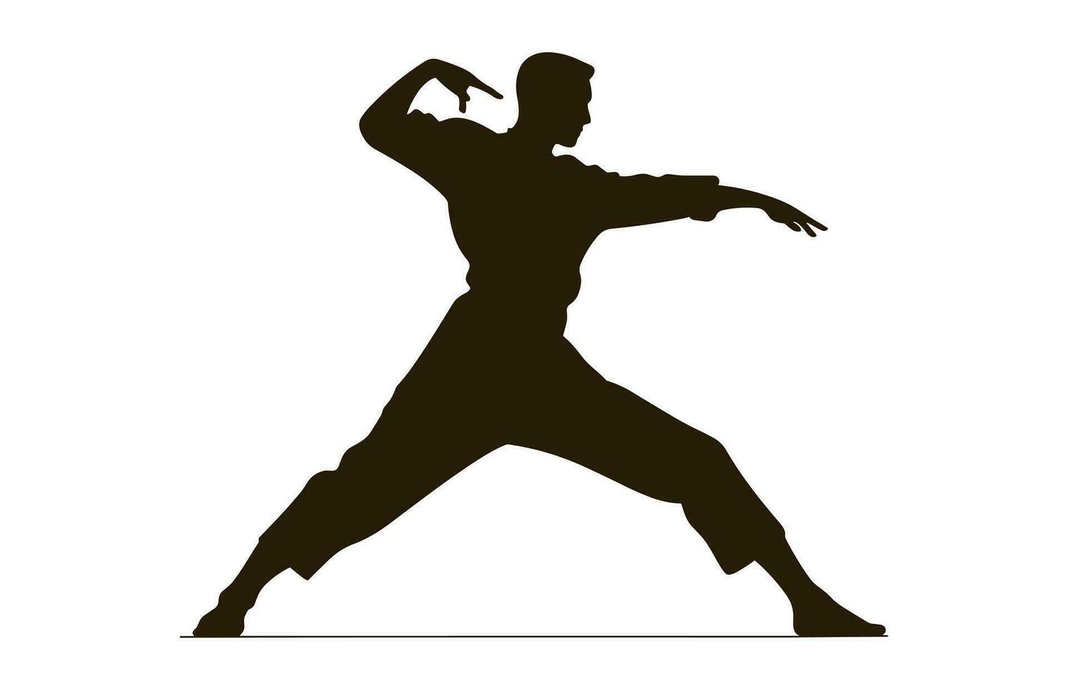 ein tai Chi Pose schwarz Silhouette Vektor isoliert auf ein Weiß Hintergrund